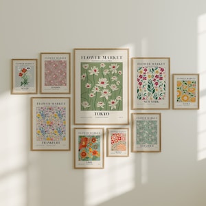 Flower Market Print Set: Botanical Gallery Wall Art (Digital Download)