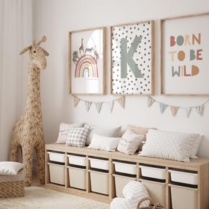 Safari Nursery Prints: Boho Rainbow Initial Art (Digital Download)
