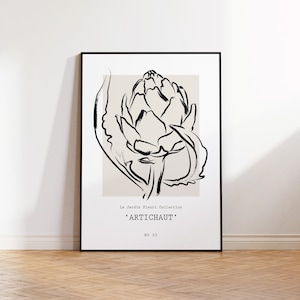 Vegetable painting, Artichoke Decor, Neutral printable wall art, Digital download