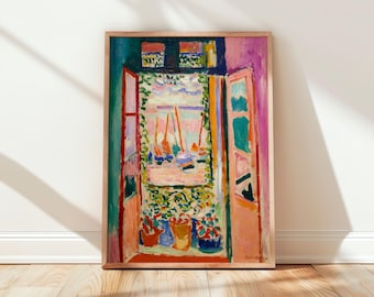 Lámina artística vintage de Matisse: Ventana abierta: Decoración colorida para el hogar (descarga digital)