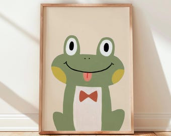 Whimsical Frog Poster, Playful Animal Wall Art, Kids Room Decor (Digital Download)