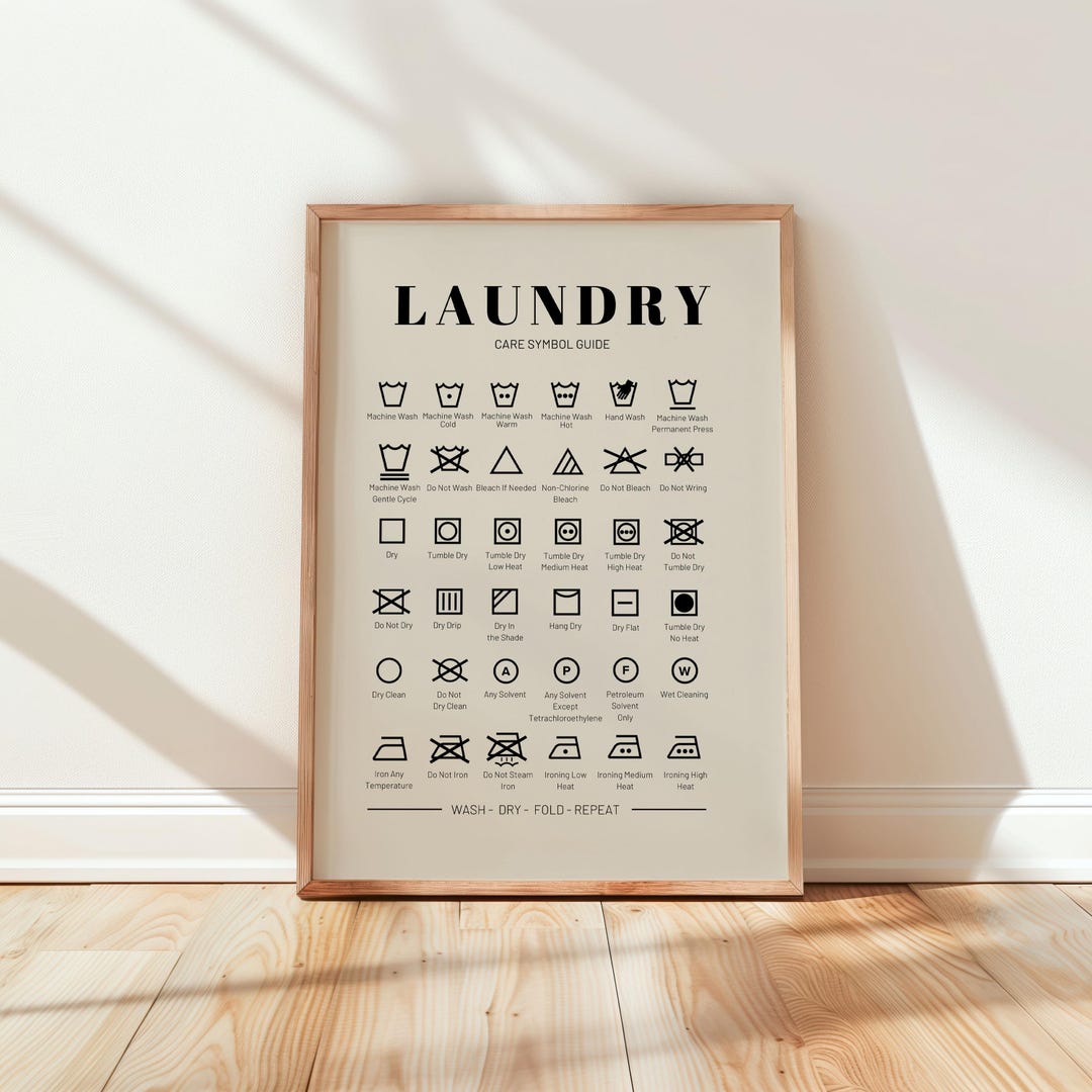 Laundry Pdf Laundry Care Symbol Guide Printable: Neutral Decor (digital Download ...