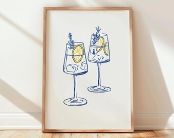 Minimalist Cocktail Wall Art Printable Martini Glass Poster Digital Download