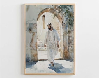Jesus Christ Watercolor Print | Minimalist Christian Art (Digital Download)