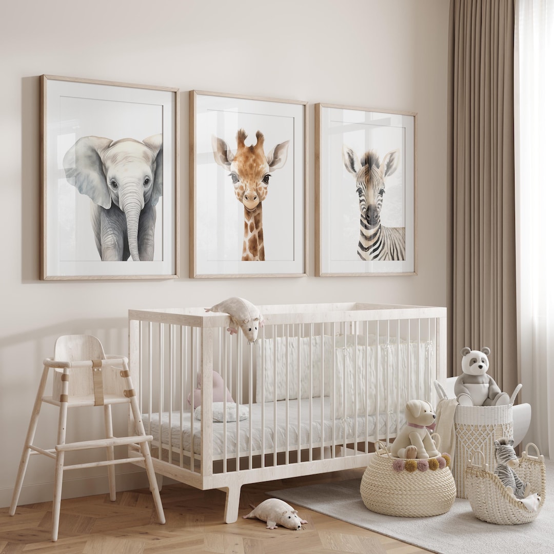 Baby Safari Animal Prints - Set of 3 Nursery Wall Art, Safari Decor for ...