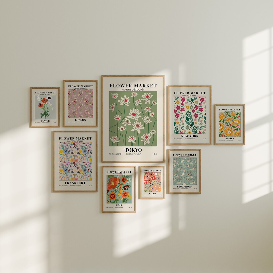 Flower Market Print Set: Botanical Gallery Wall Art (digital Download ...
