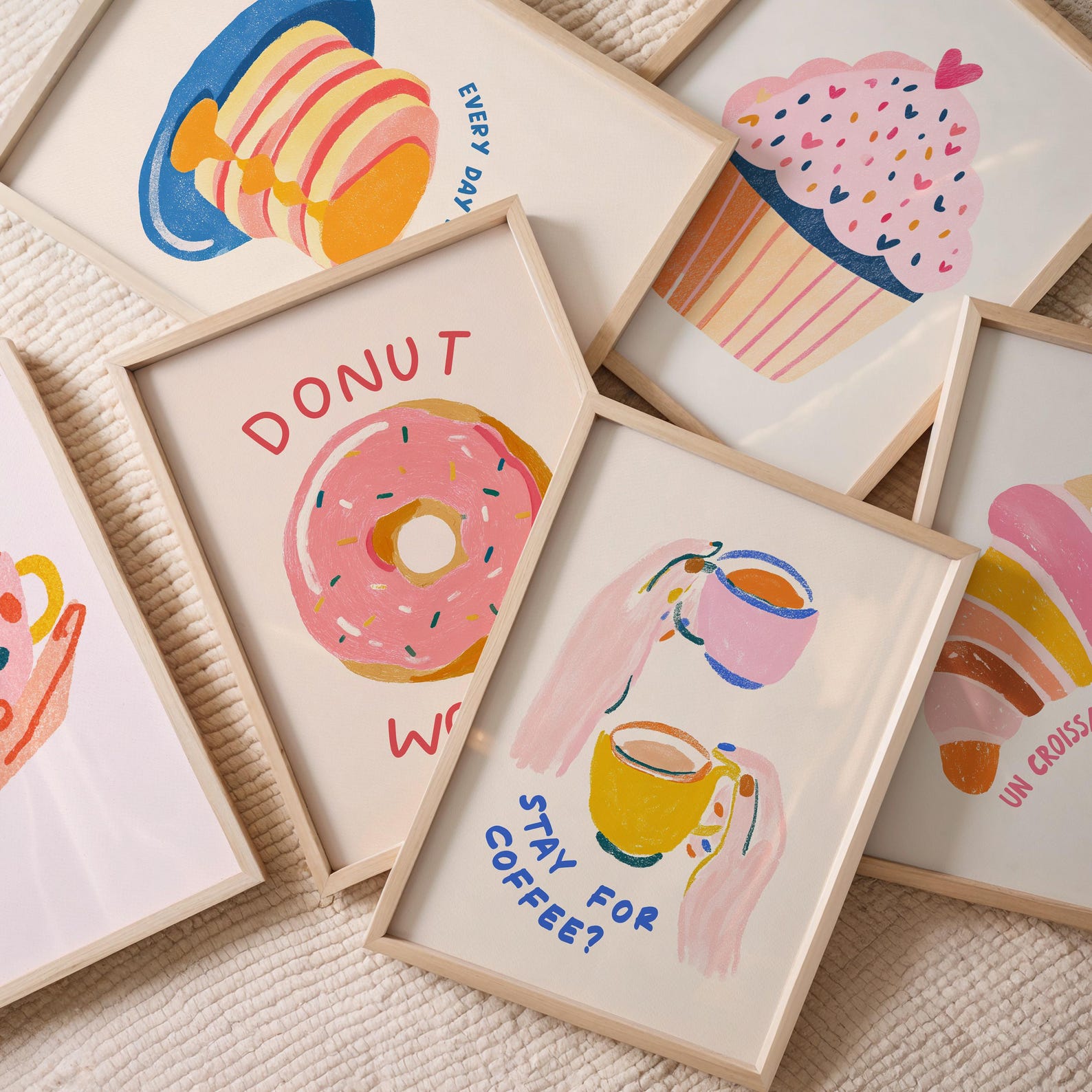 kitchen print - art for kitchen -colourful kitchen... Set of 9 Colorful Foodie Kitchen Prints, Retro Gallery Wall Art ...