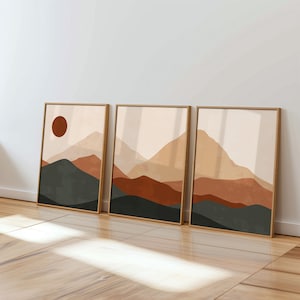 Boho Mountain Prints Set: Terracotta Abstract Art (Digital Download)