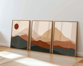 Conjunto de impresiones de montaña bohemia: Arte abstracto en terracota (descarga digital)