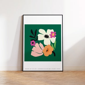 Flower Market Print, Green Floral Wall Art, Printable art, Digital Download