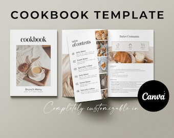Customizable Recipe Book Template: Digital Cookbook Design for Canva (A4/US Letter)