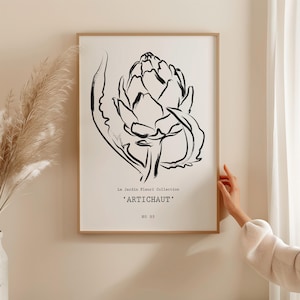 Vegetable painting, Kitchen wall art, Artichoke Decor, Neutral printable wall art, Digital download