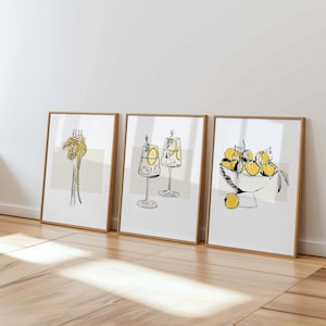 Wandbild für die Küche: Pasta, Cocktails, Zitronen (Digitaler Download)