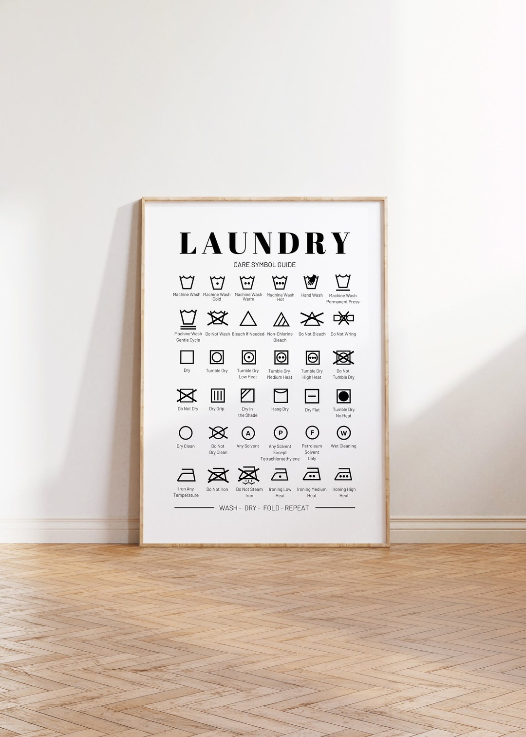 Laundry Care Symbol Guide Printable, Laundry Room Decor, Laundry ...