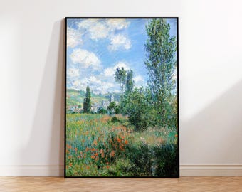 Monet "View of Vétheuil" Landscape Painting: Famous Impressionism Art (Digital Download)