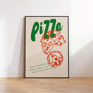 Retro Pizza Poster Druck: Lustige Küche Wand Dekor (Digitaler Download)