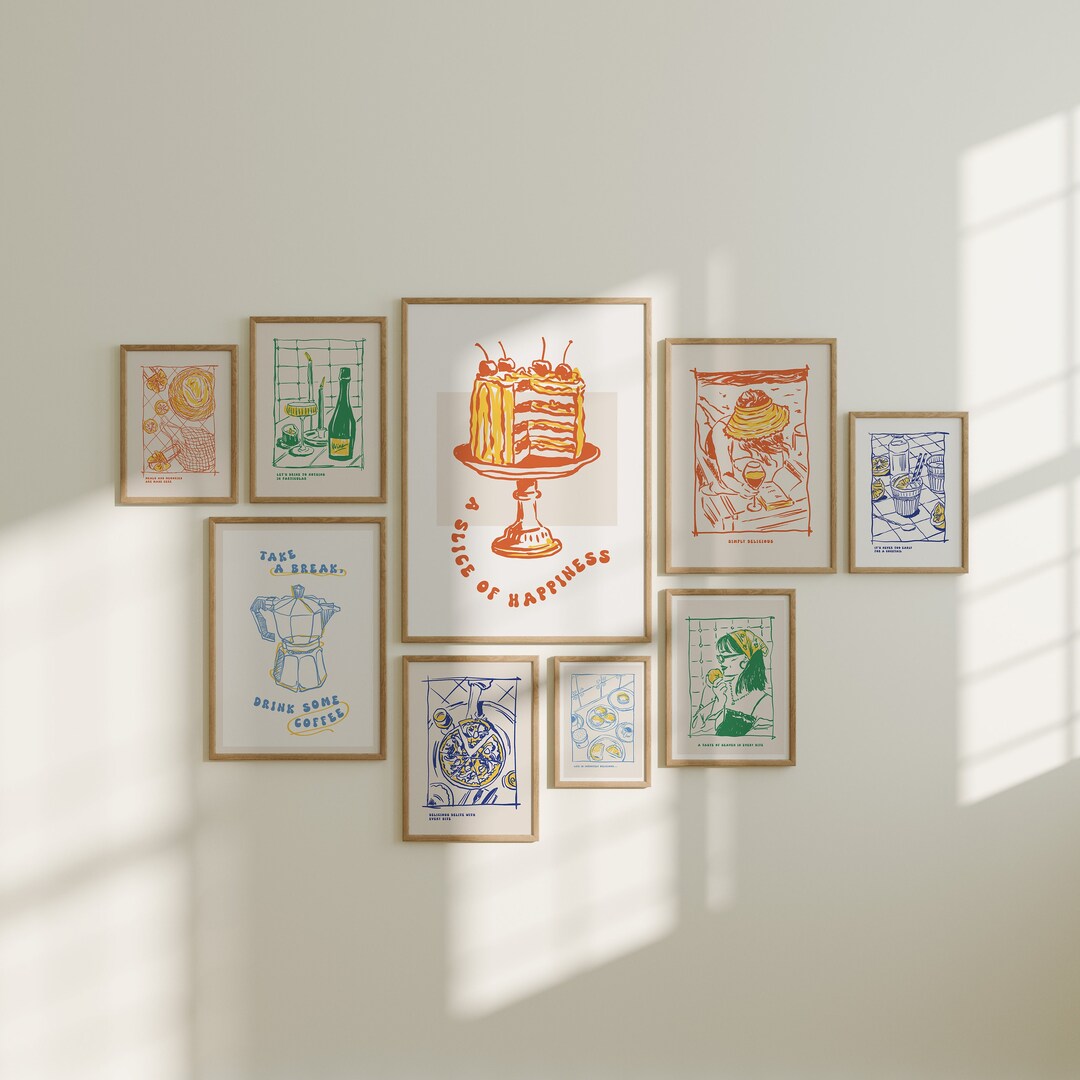 500 kitchen wall art prints bundle, retro food and... Retro Kitchen Wall Art Prints, Gallery Set of 9, Vintage Food Posters ...