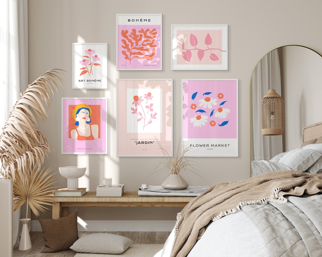 Pink Gallery Wall Art Set of 6: Girly Trendy Prints (digital Download ...