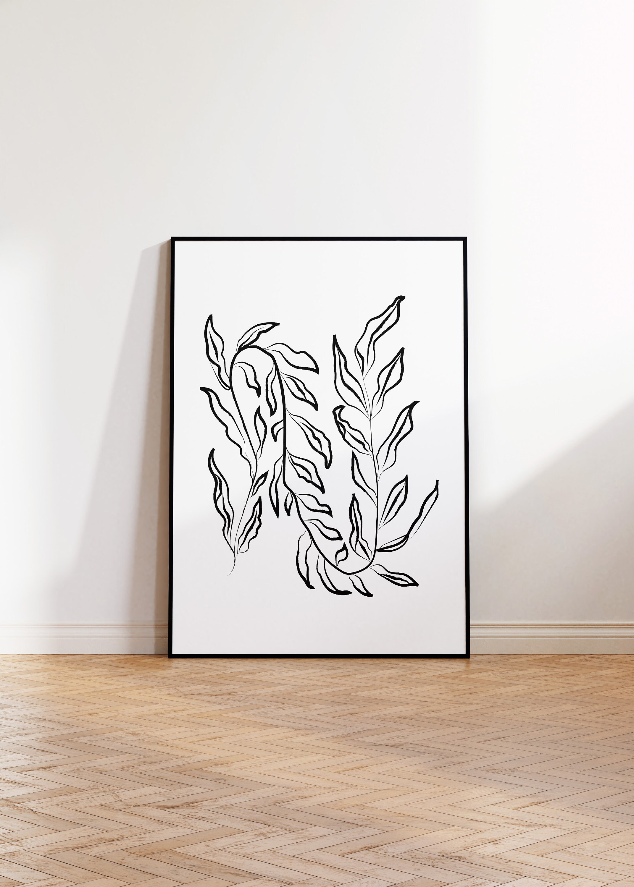 Minimalist Botanical Line Art Printable Poster - Elegant Modern Wall ...
