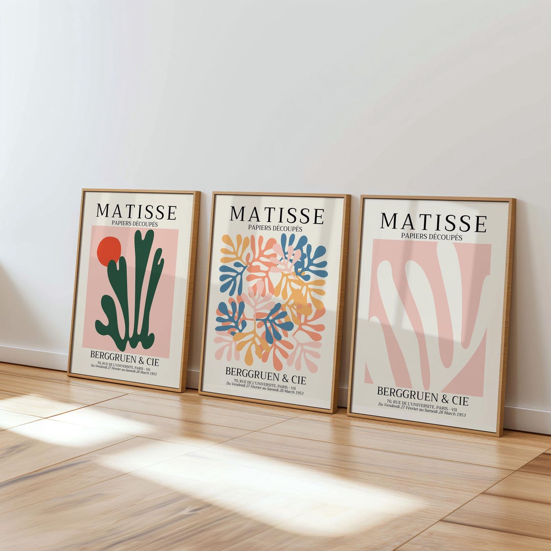 Henri Matisse Exhibition Set of 3 Prints, Pink Vintage Wall Art ...