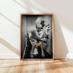 Funny Toilet Wall Art Printable Woman Bathroom Poster Feminist Download