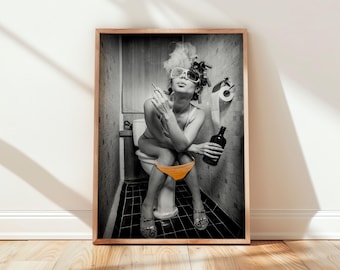 Funny Toilet Wall Art Printable Woman Bathroom Poster Feminist Download
