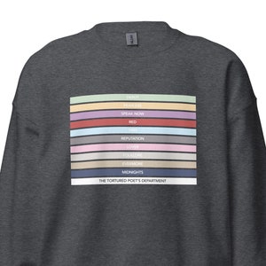 Swift album colors striped sweatshirt - Taylor eras tour accessory- striped sweatshirt with album names