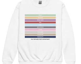 Youth Swift album colors striped crewneck sweatshirt  - Taylor eras tour accessory