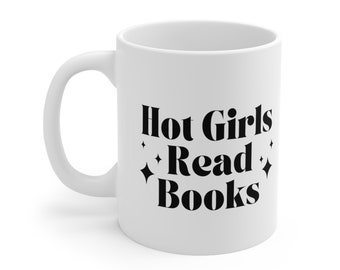 Chicas calientes leen taza de libros, taza de amante de libros de lectura, taza de sonido tiktok, taza gen z