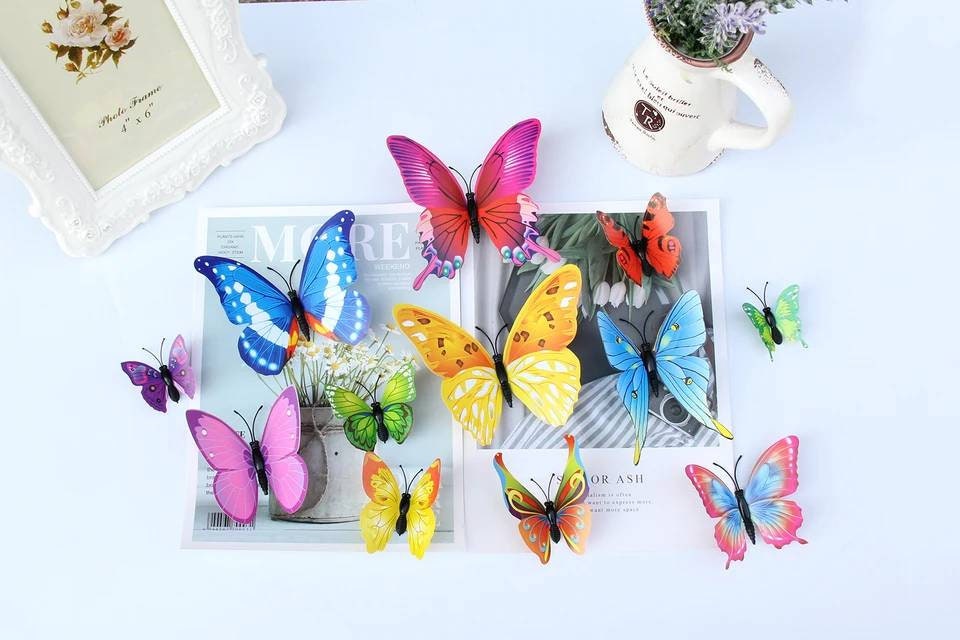 Wrapables 3D Double Wings Butterfly Decorative Wall Decor Stickers, De