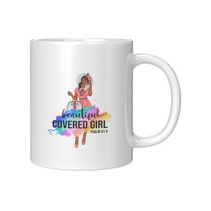 BEAUTIFUL COVERED GIRL Black Woman Mug, Bible Quote Cup