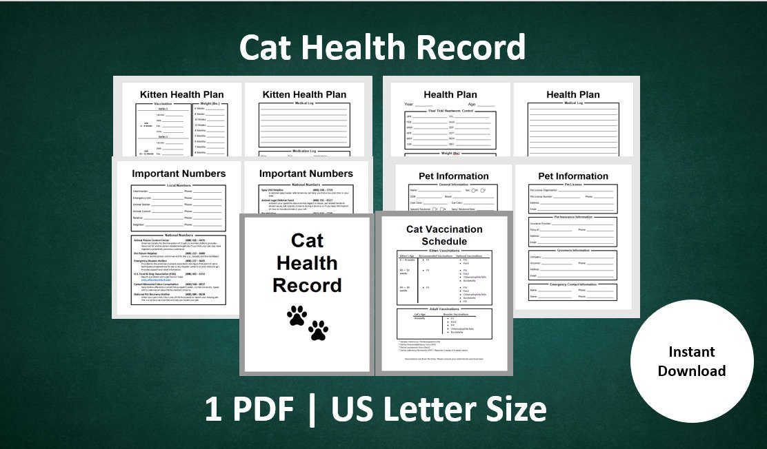 Cat Health Record - Etsy