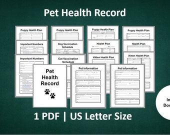 Pet Health Care Record & Planner Printable for Dogs and Cats - Etsy