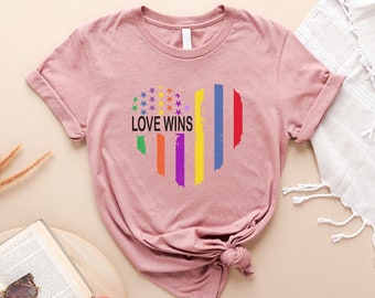 El amor gana, sudadera con capucha Rainbow Pride Love, camiseta de apoyo LGBT de papá orgulloso, camisa de signo lésbico, camiseta lésbica para mujeres, camisa del orgullo LGBTQ, camiseta gay