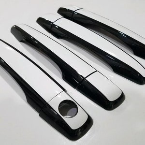 Full Set of Custom Black OR Chrome Door Handle Overlays / Covers For the 2004 2009 Cadillac SRX You Choose the Middle Color Insert image 3