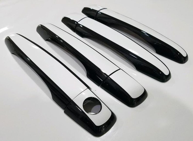 Full Set of Custom Black OR Chrome Door Handle Overlays / Covers For the 2004 2009 Cadillac SRX You Choose the Middle Color Insert image 3
