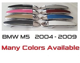 Full Set of Custom Chrome Door Handle Overlays / Covers For the 2004 - 2009 BMW M5 Series  -- You Choose the Middle Color Insert