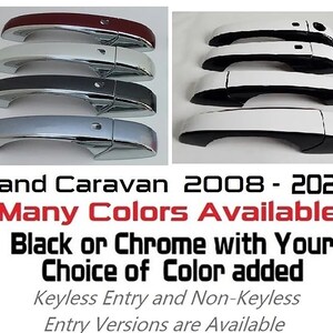 Full Set Custom Black OR Chrome Door Handle Overlays / Covers For the 2002 - 2021 Dodge Grand Caravan