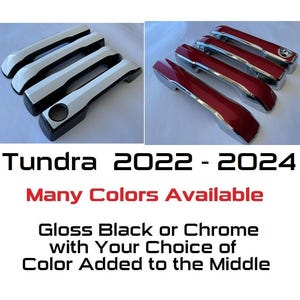 Full Set Custom Black OR Chrome Door Handle Overlays / Covers For Toyota Tundra 2022-2024 -- You Choose the Color of the Middle Insert