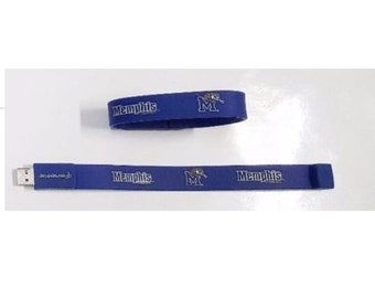 TWO Memphis Tigers College Imprinted USB Flash Drive Wristbands Bracelet Memory 8.0 GB