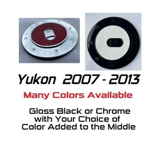 Custom Black OR Chrome Gas Door Covers For the 2007 - 2013 GMC Yukon  -- You Choose the Middle Color Insert