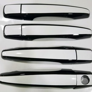 Full Set of Custom Black OR Chrome Door Handle Overlays / Covers For the 2004 2009 Cadillac SRX You Choose the Middle Color Insert image 4