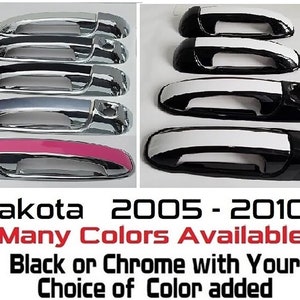 Full Set Custom Black OR Chrome Door Handle Overlays / Covers For the 2005 - 2010 Dodge Dakota