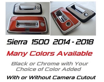 Custom Black OR Chrome Tailgate Handle Overlays / Covers For the 2014 - 2018 GMC Sierra 1500  -- You Choose the Middle Color Insert