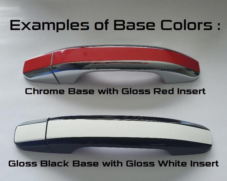Full Set of Custom Black OR Chrome Door Handle Overlays / Covers For the 2004 2009 Cadillac SRX You Choose the Middle Color Insert image 2