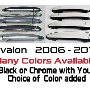 Full Set of Custom Black OR Chrome Door Handle Overlays / Covers For 2006 - 2011 Toyota Avalon - You Choose the Color of the Middle Insert