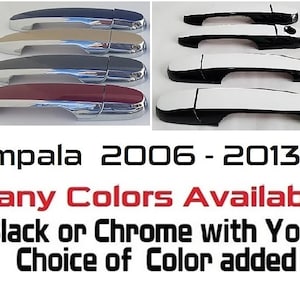Full Set of Custom Black OR Chrome Door Handle Overlays / Covers For the 2006 - 2013 Chevy Impala  -- You Choose the Middle Color Insert