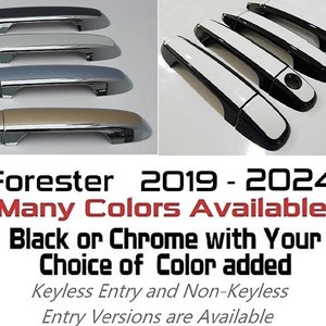 Full Set Custom Black OR Chrome Door Handle Overlays / Covers For 2019- 2024 Subaru Forester You Choose the Color of the Middle Insert