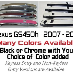 Full Set of Custom Black OR Chrome Door Handle Overlays / Covers For 2007 - 2011 Lexus GS450h - You Choose the Color of the Middle Insert