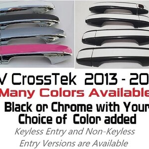 Full Set  Custom Black OR Chrome Door Handle Overlays / Covers For 2013 - 2017 Subaru XV CrossTek  You Choose the Color of the Middle Insert